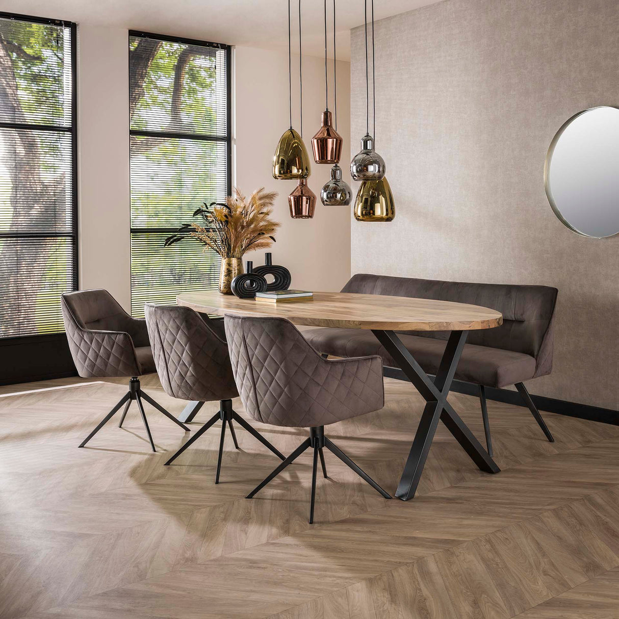 Dining chair Chia Velvet Anthracite Swivel