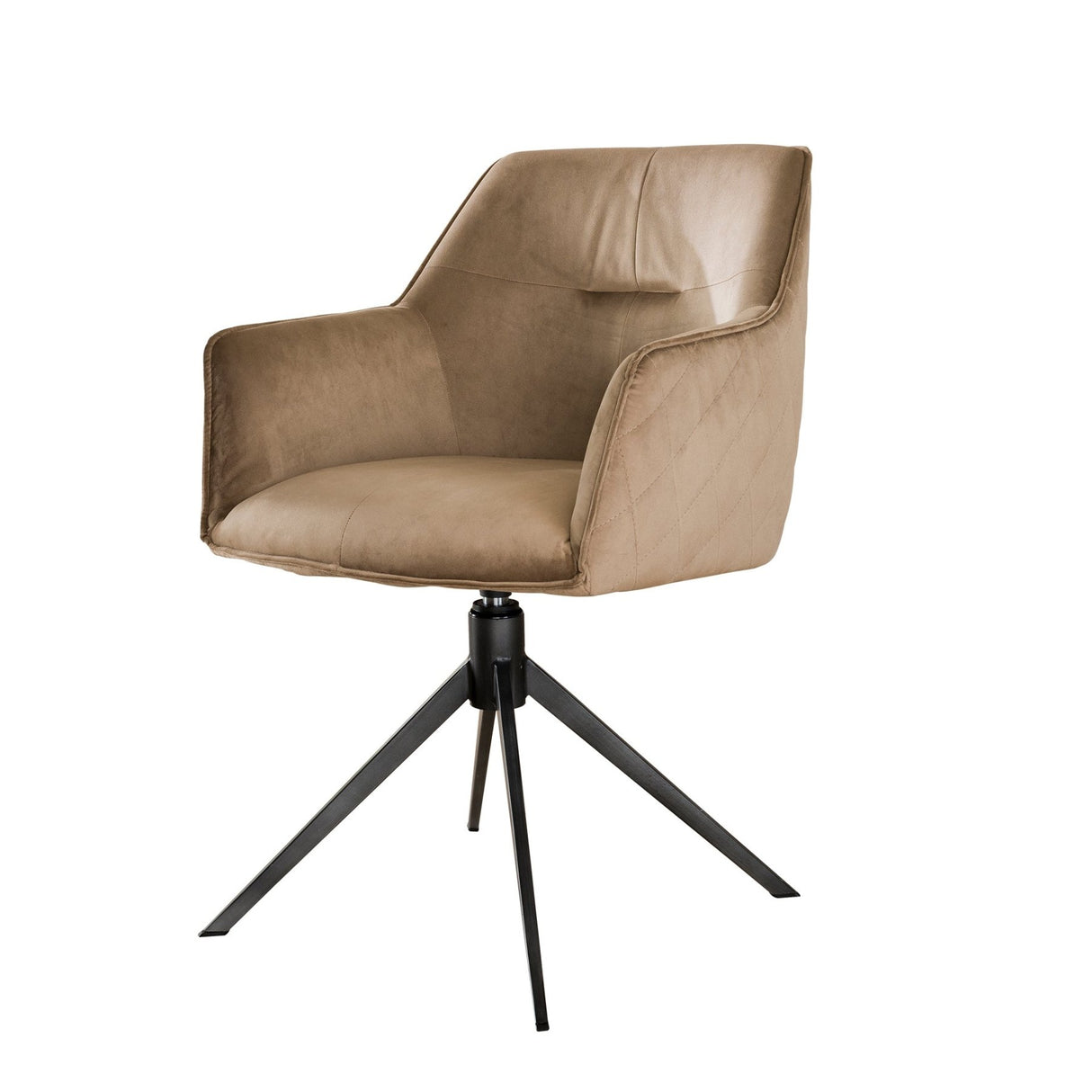 Set of 2 dining chairs Chia Velvet Champagne swivel