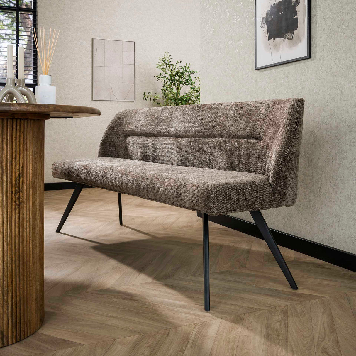Dining bench Chia Chenille Fabric Rich Taupe 188 cm