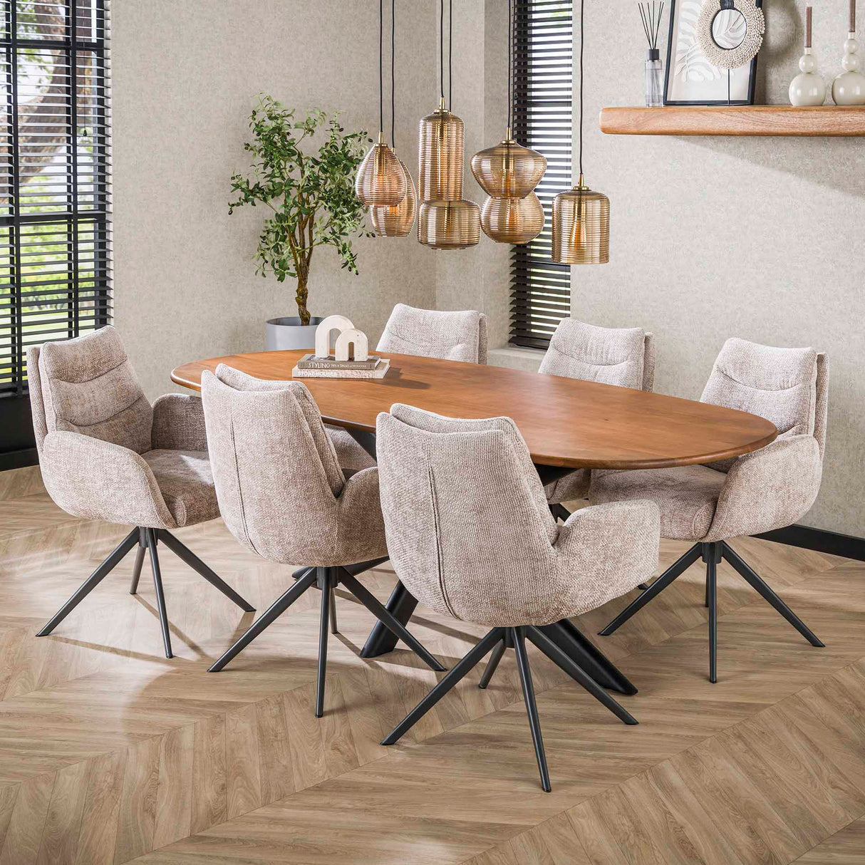 Set of 2 Dining Chairs Elite Sand Chenille Fabric Rich Swivel