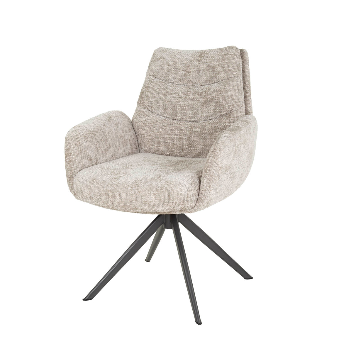 Set of 2 Dining Chairs Elite Sand Chenille Fabric Rich Swivel