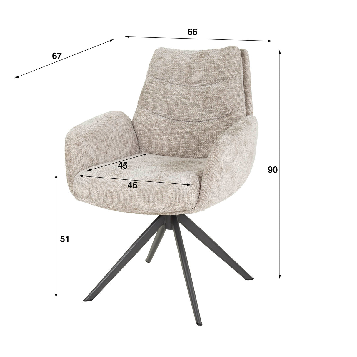 Set of 2 Dining Chairs Elite Sand Chenille Fabric Rich Swivel