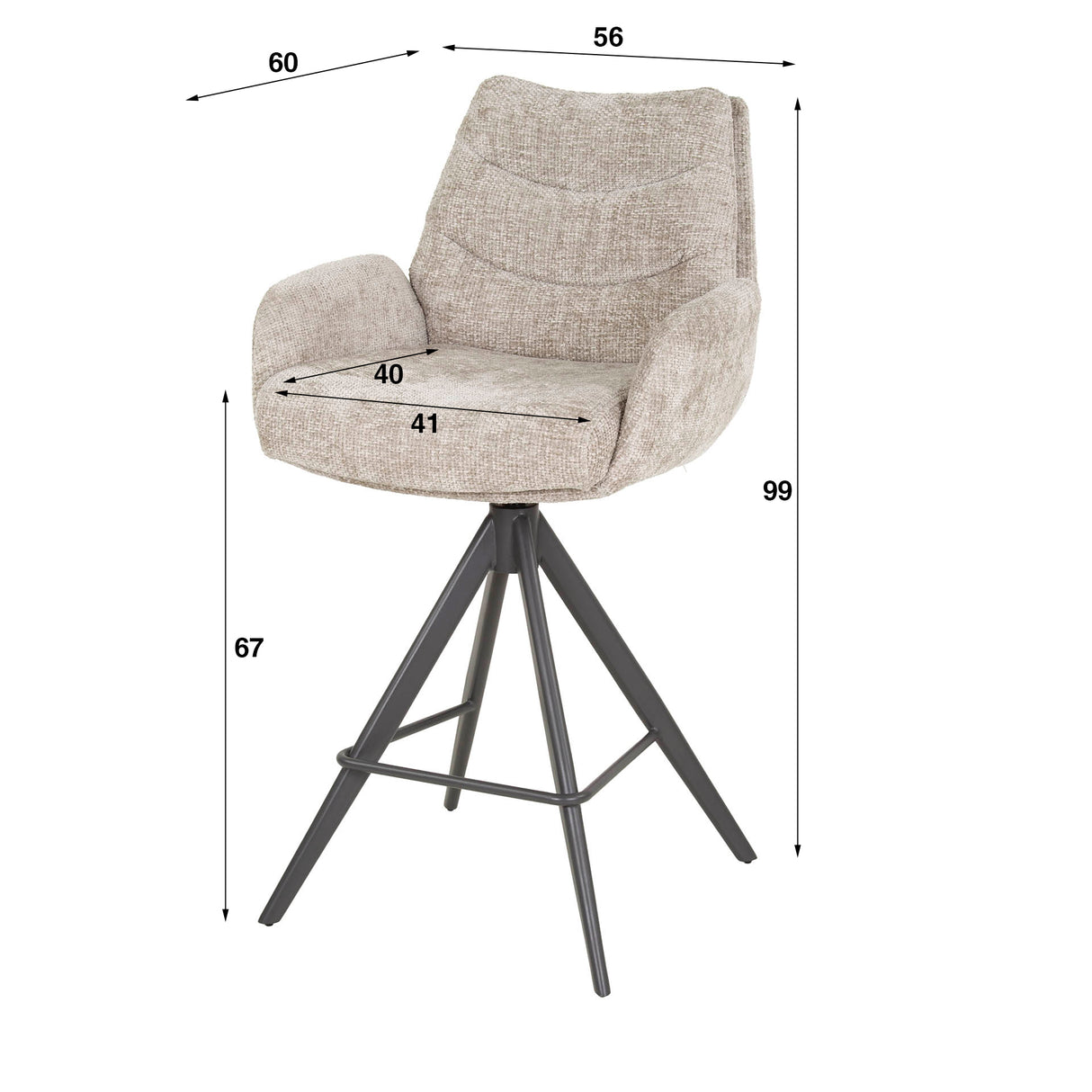 Set of 2 Elite Sand Chenille Fabric Bar Stools Rich Swivel