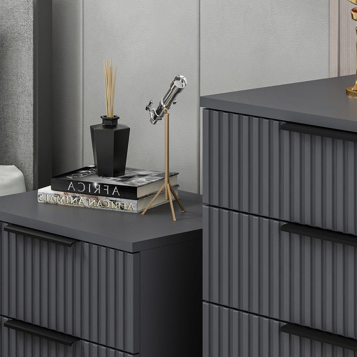 Chest of drawers bare anthracite melamine 72x77x42 cm