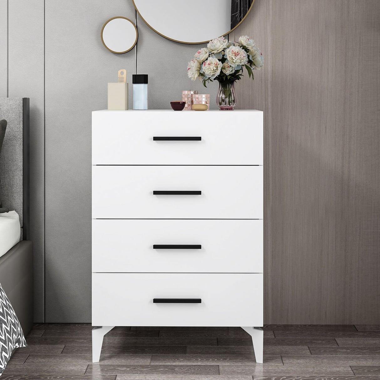 Chest of drawers bare white melamine 72x106x47 cm