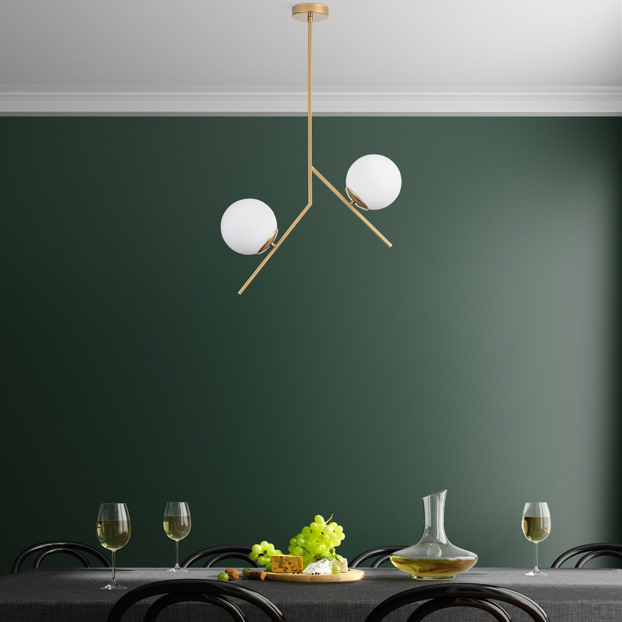 Pendant lamp 2-light Gold Glass Nimbus