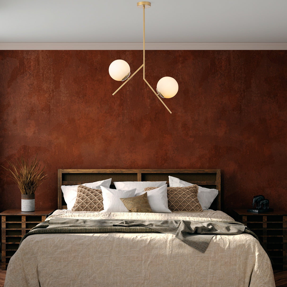Pendant lamp 2-light Gold Glass Nimbus