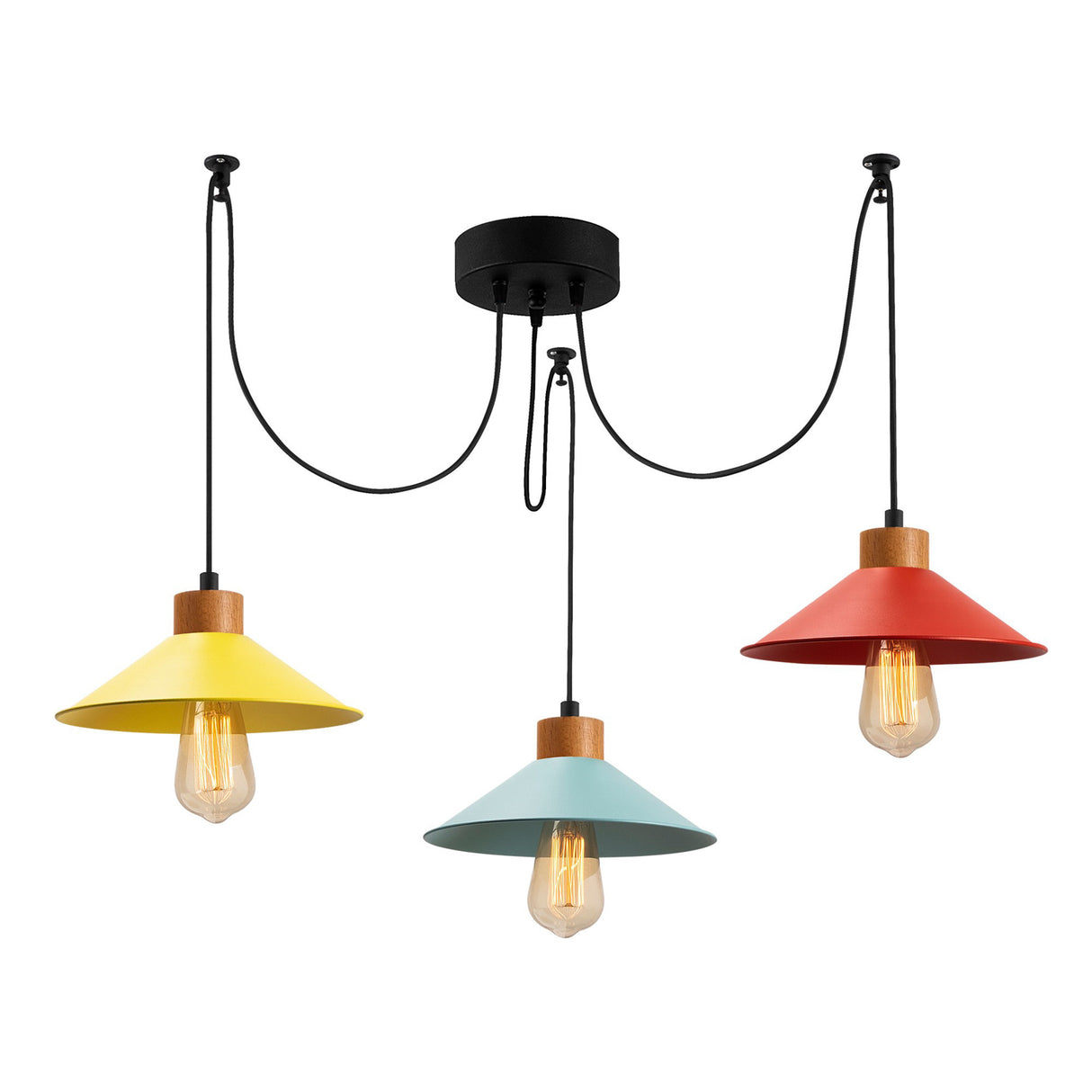 Multicolor Pendant Lamp 3-light Metal Virtu