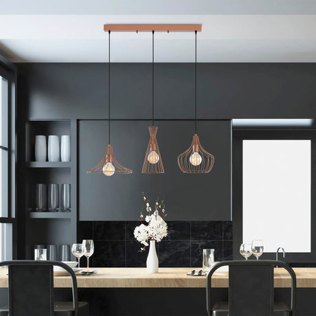 Pendant lamp 3-light Copper-colored Metal Evermere