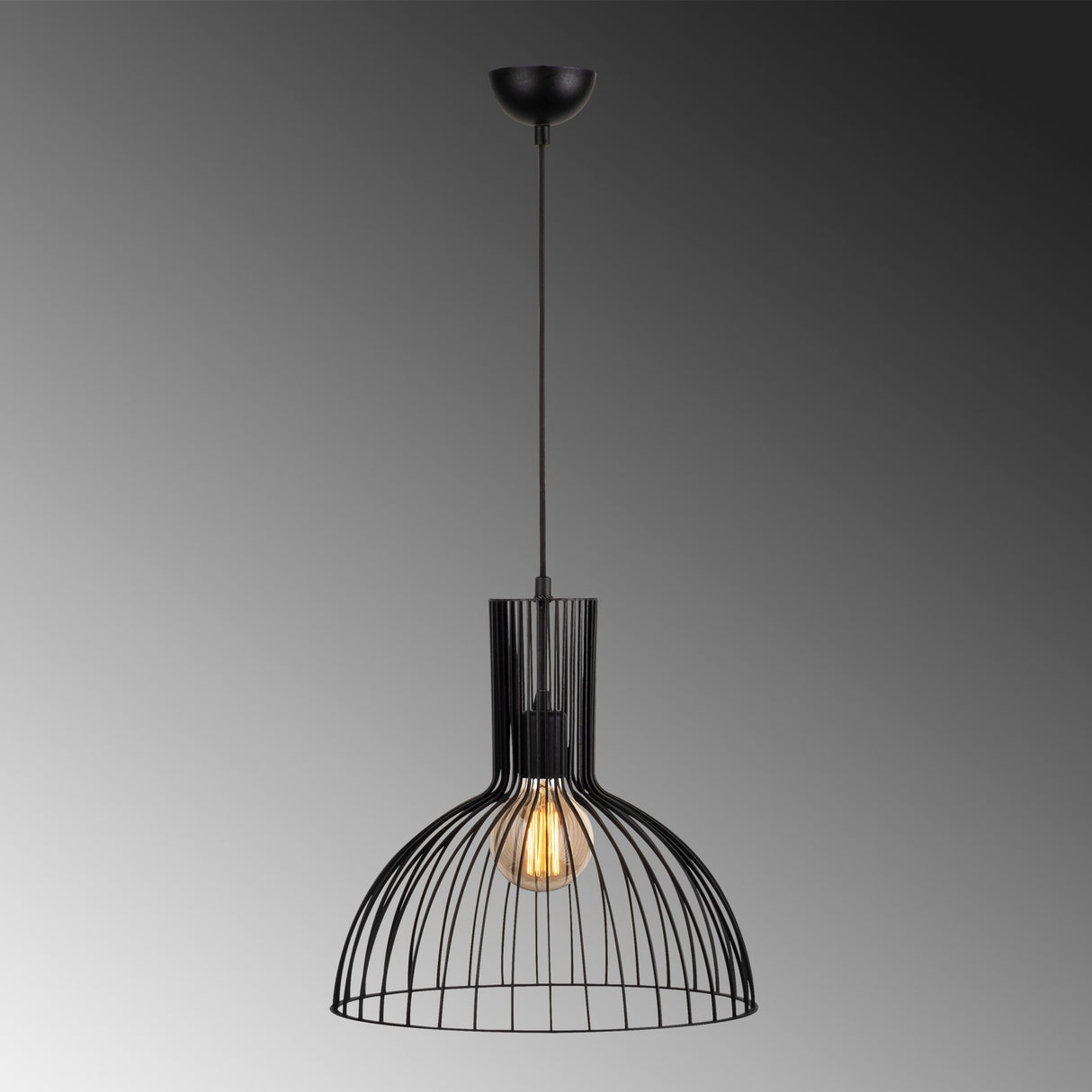 Pendant lamp 1-light Black Metal Quartz