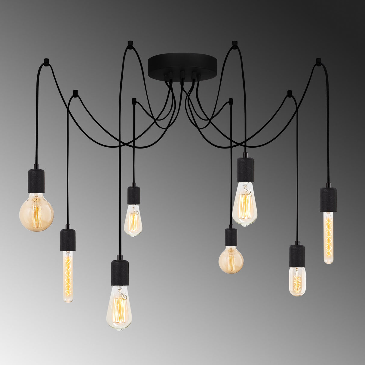 8-light Pendant Black Metal Maris
