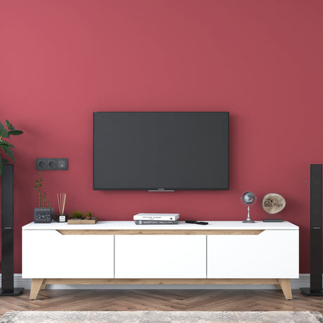 TV Furniture Osiris White Light Walnut Melamine 180x48.6x35 cm