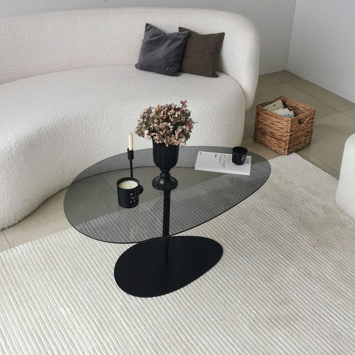 Organic Design Coffee Table Tinted Glass Torpo - Black Metal Frame