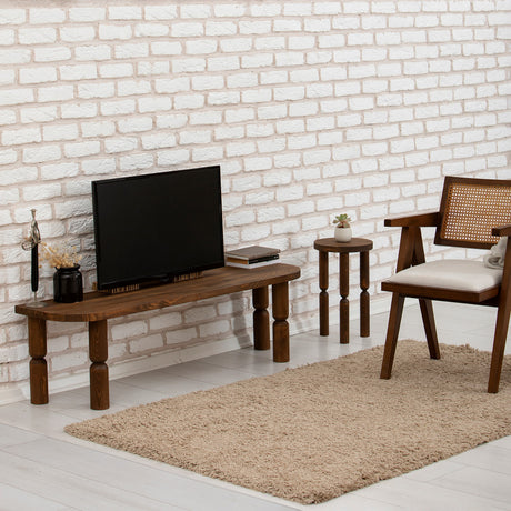 TV Cabinet Ida Dark Walnut Wood 140x40x35 cm