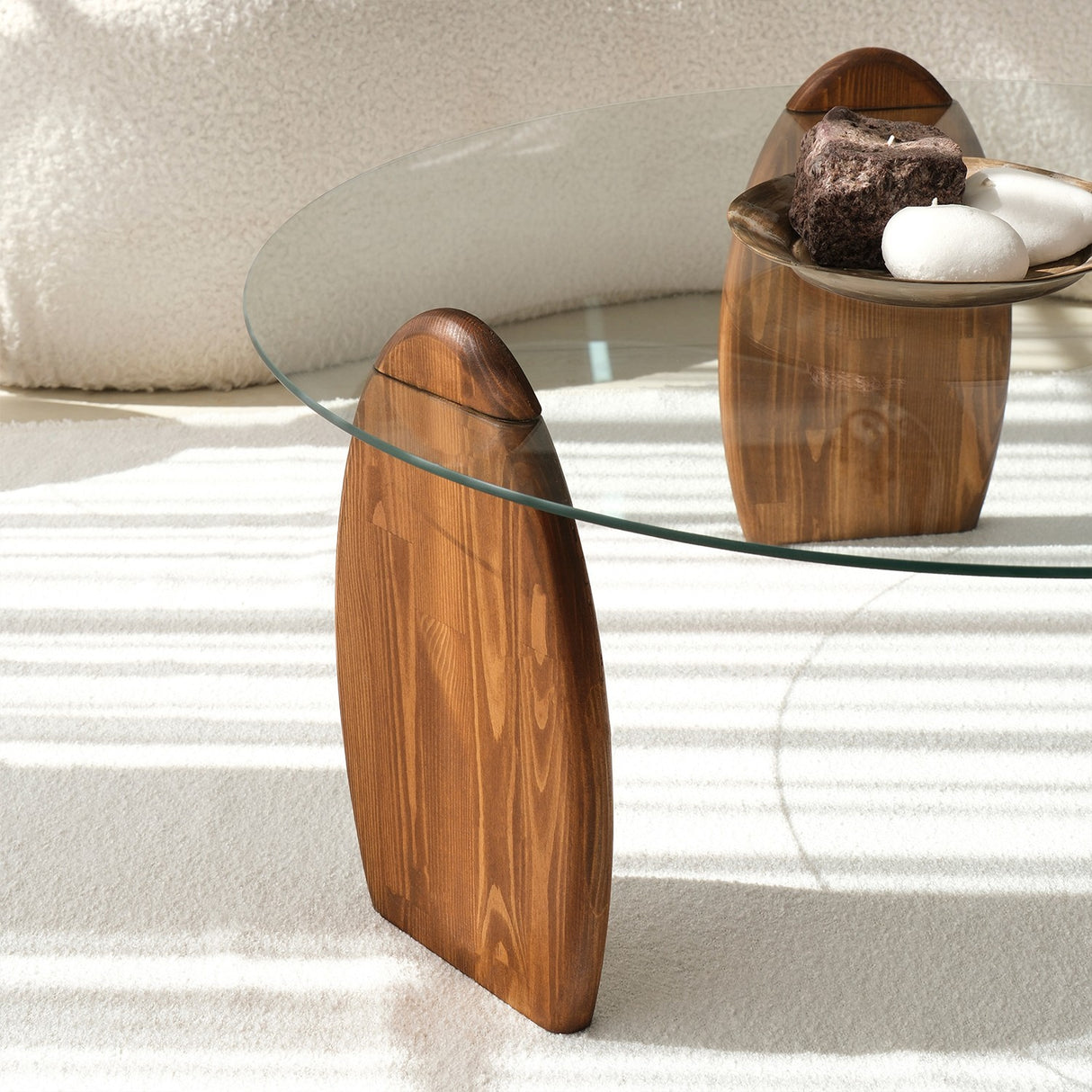 Design Coffee Table Round 90 cm Sunf - Wooden base