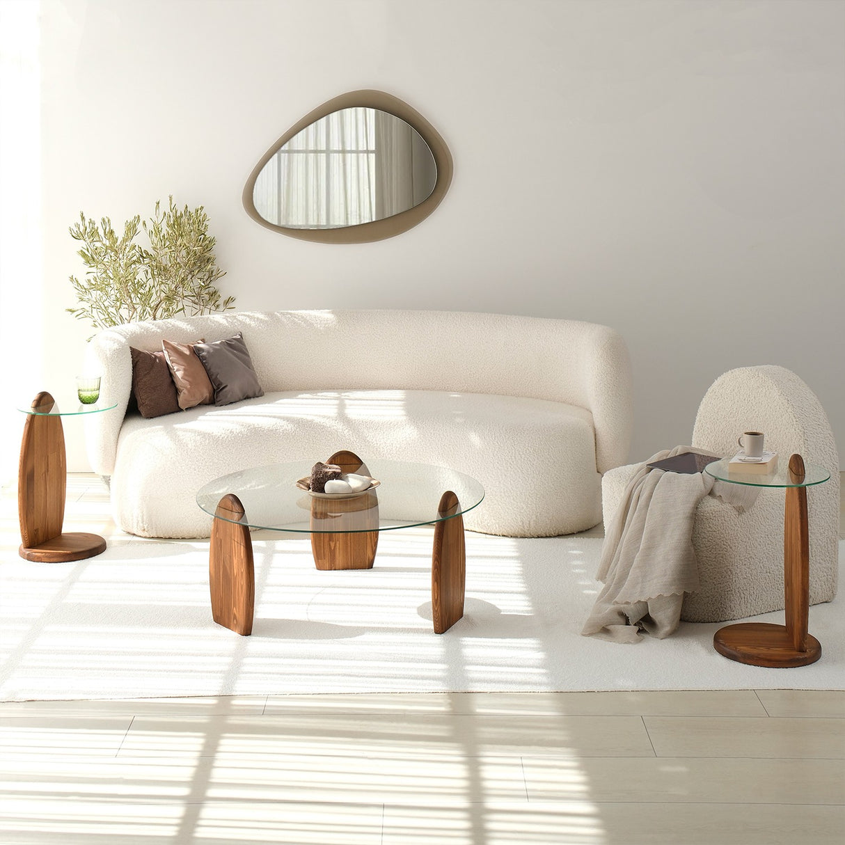 Design Coffee Table Round 90 cm Sunf - Wooden base