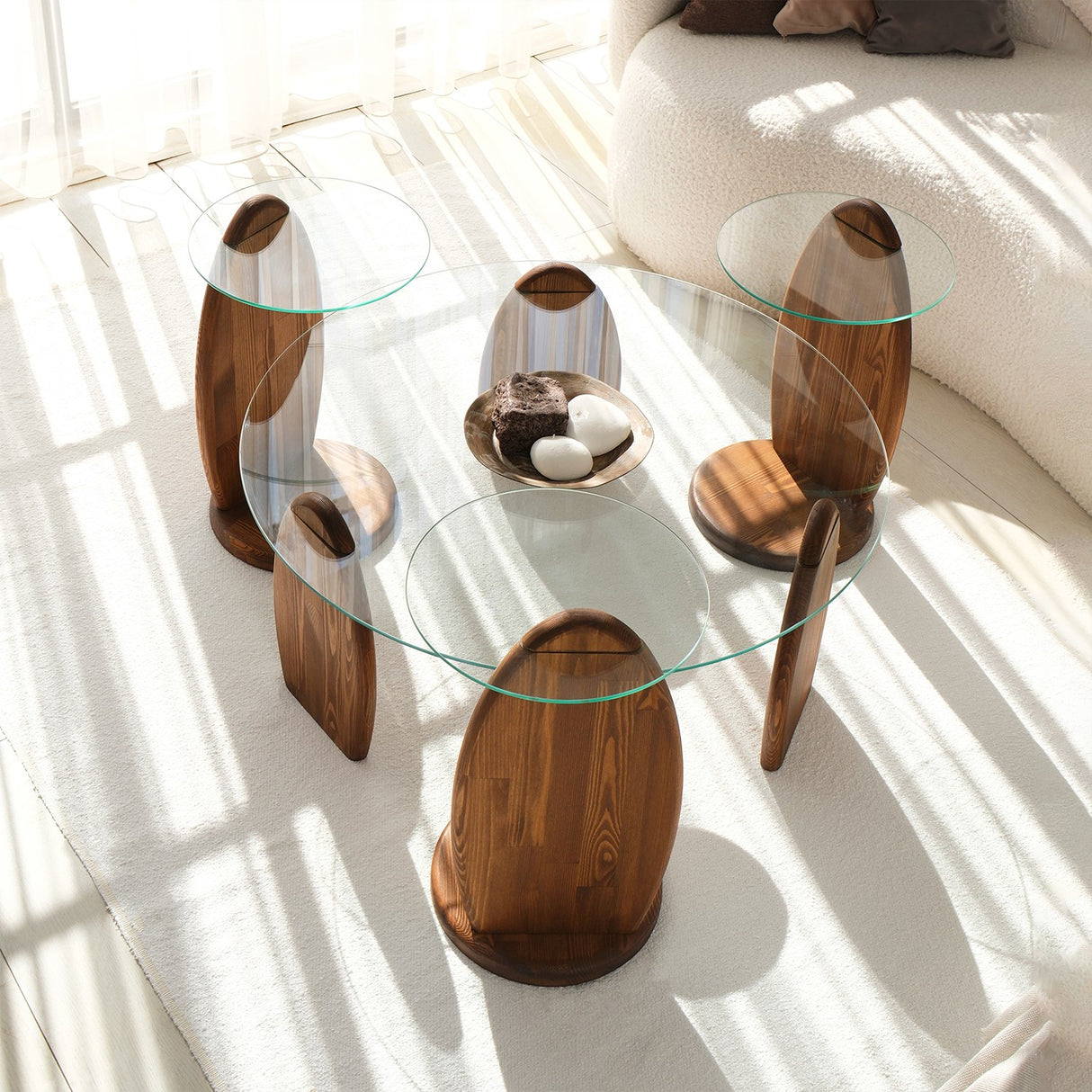 Design Coffee Table Round 90 cm Sunf - Wooden base