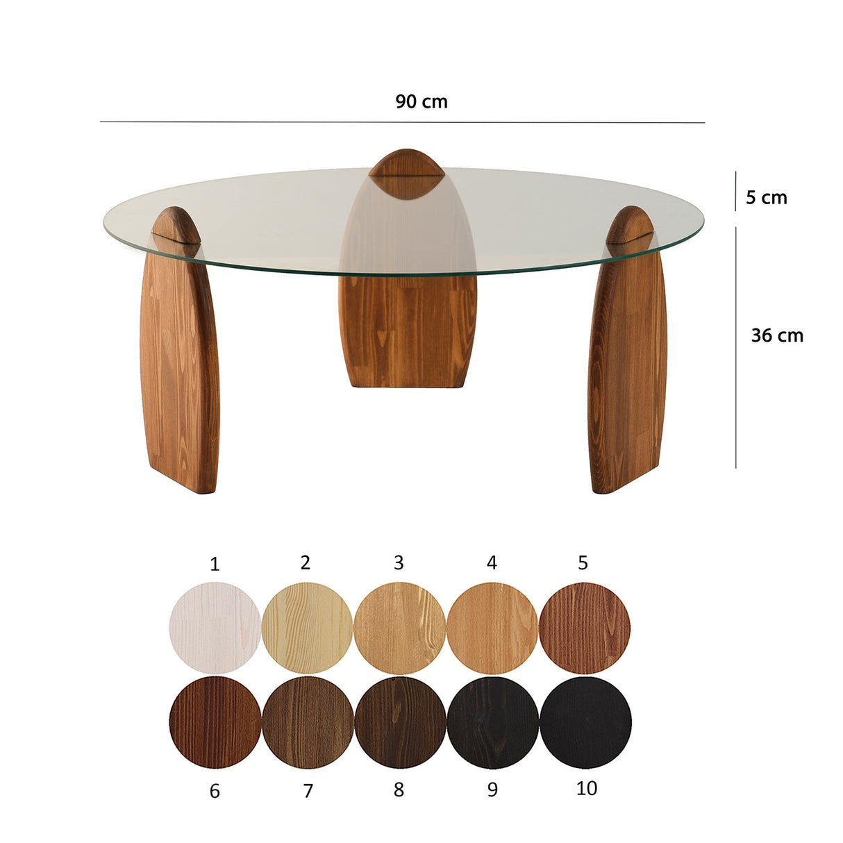 Design Coffee Table Round 90 cm Sunf - Wooden base