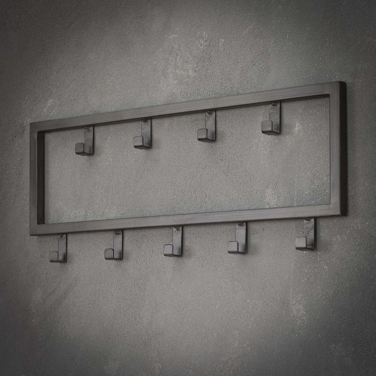 Industrial Coat Rack Milano 9 hooks Brushed Metal silver