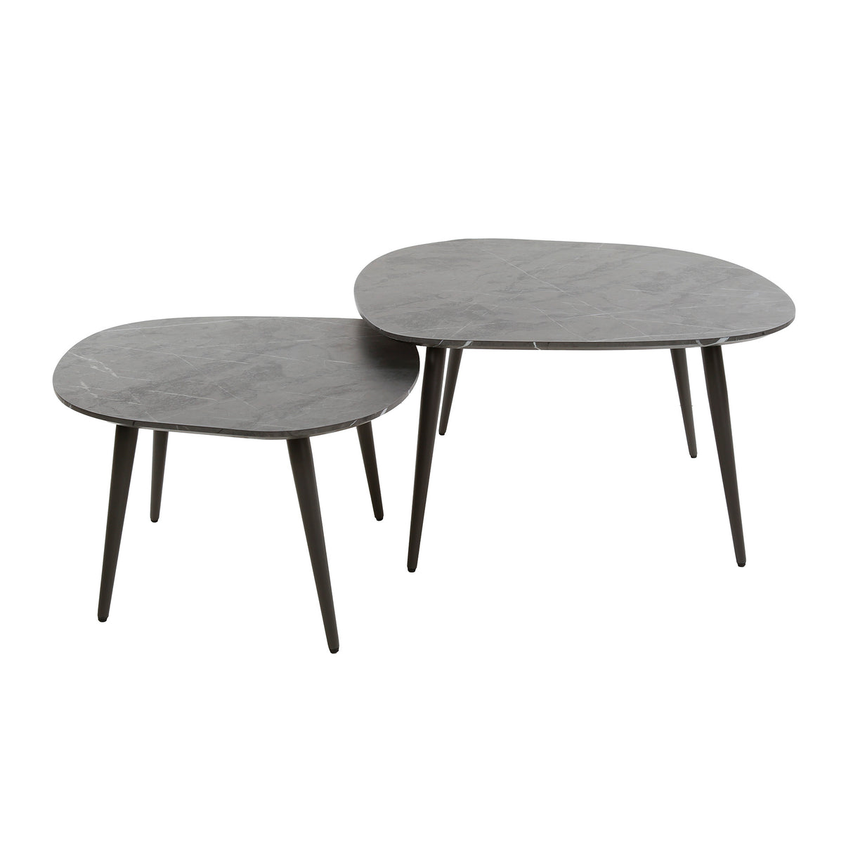Organic Coffee Table Set of 2 Conner Ceramic Look Gray