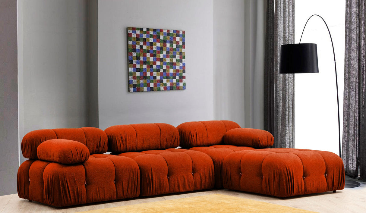 Modular XXL corner sofa Bubble with ottoman - orange red