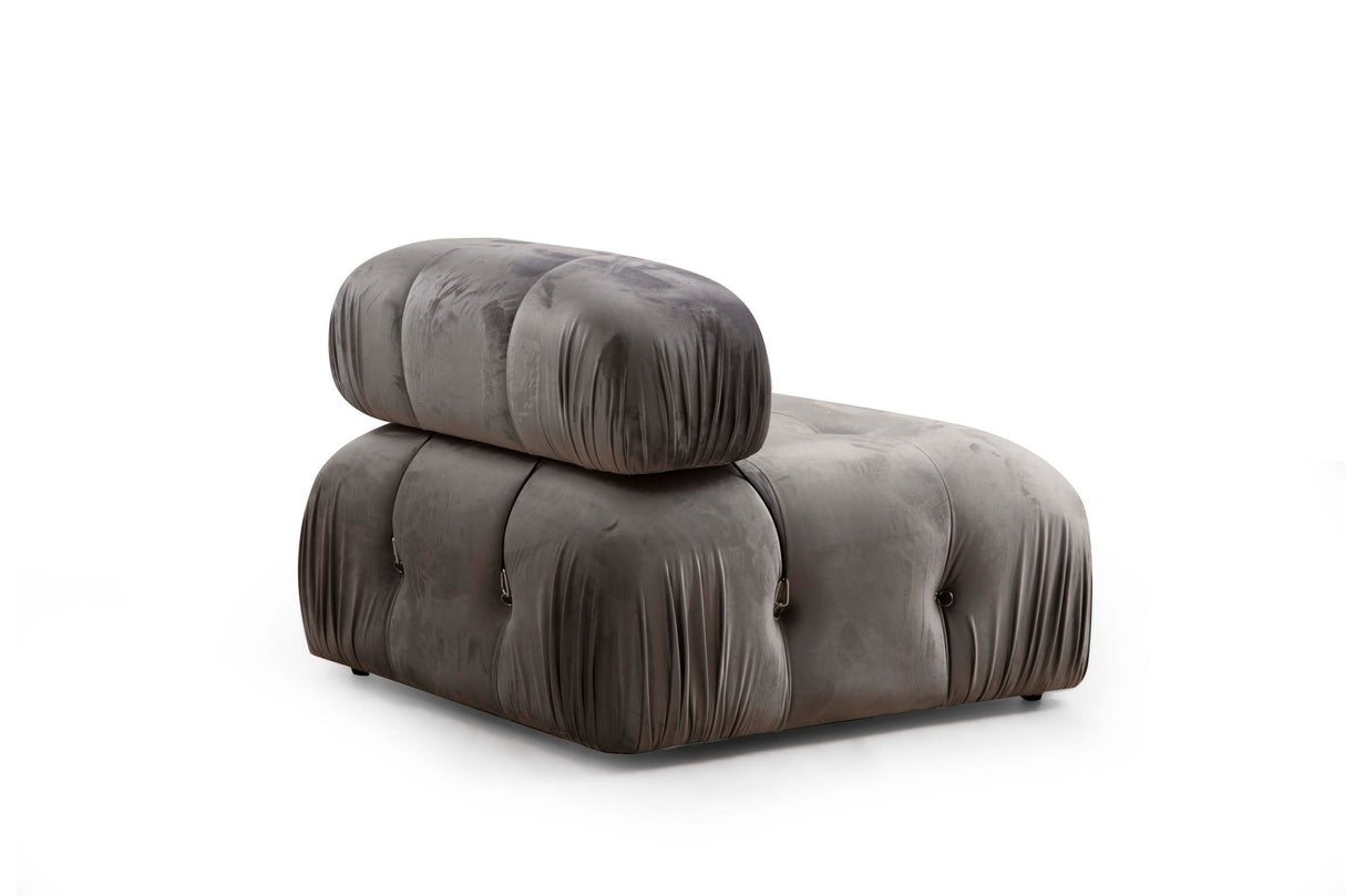Modular XXL corner sofa Bubble with ottoman - velvet grey