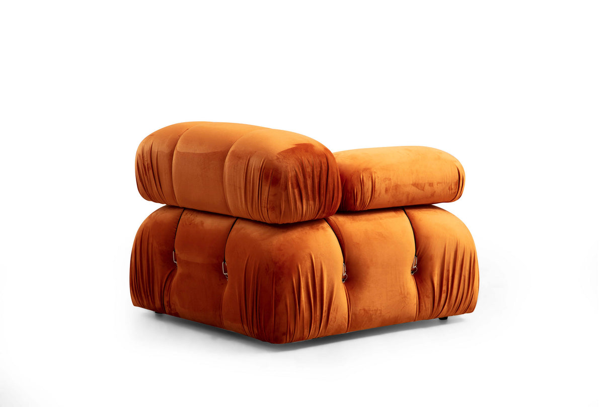 Modular XXL corner sofa Bubble with ottoman - velvet orange