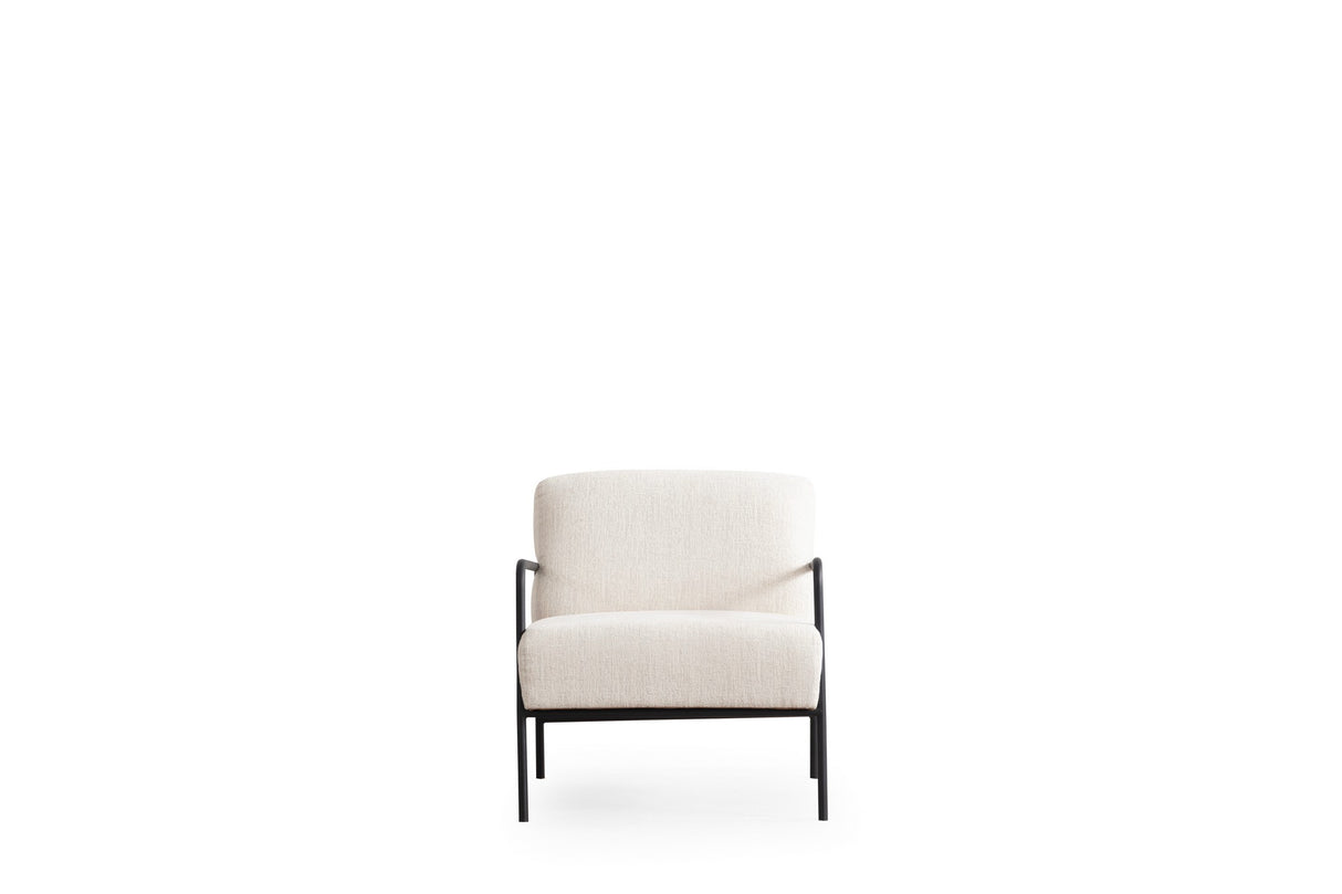 Modern Armchair Eti White Fabric - Black Frame