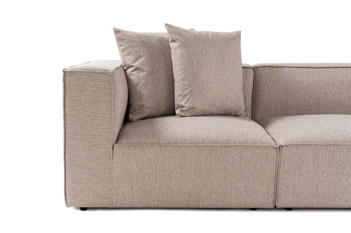 Modular XXL corner sofa beige linen 430 cm wide Sora - right