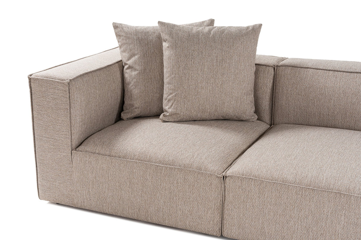 Modular XXL corner sofa beige linen 430 cm wide Sora - right