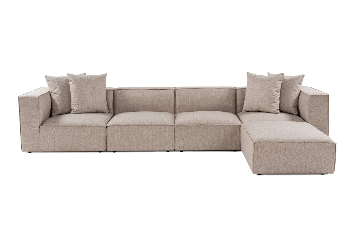 Modular XXL corner sofa beige linen 430 cm wide Sora - right