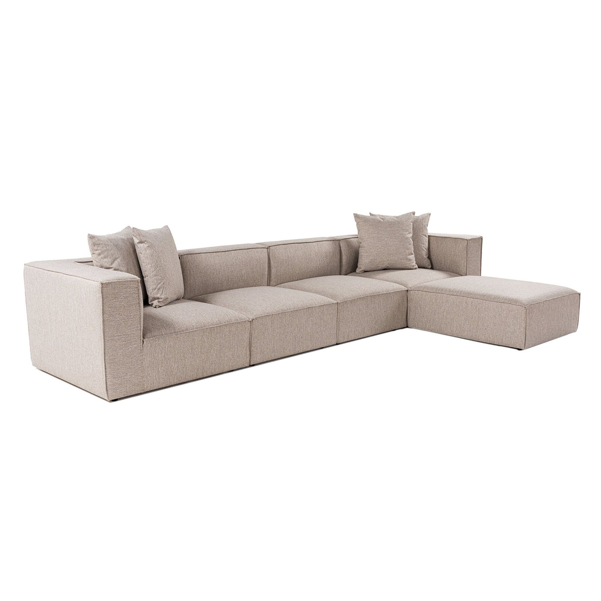 Modular XXL corner sofa beige linen 430 cm wide Sora - right