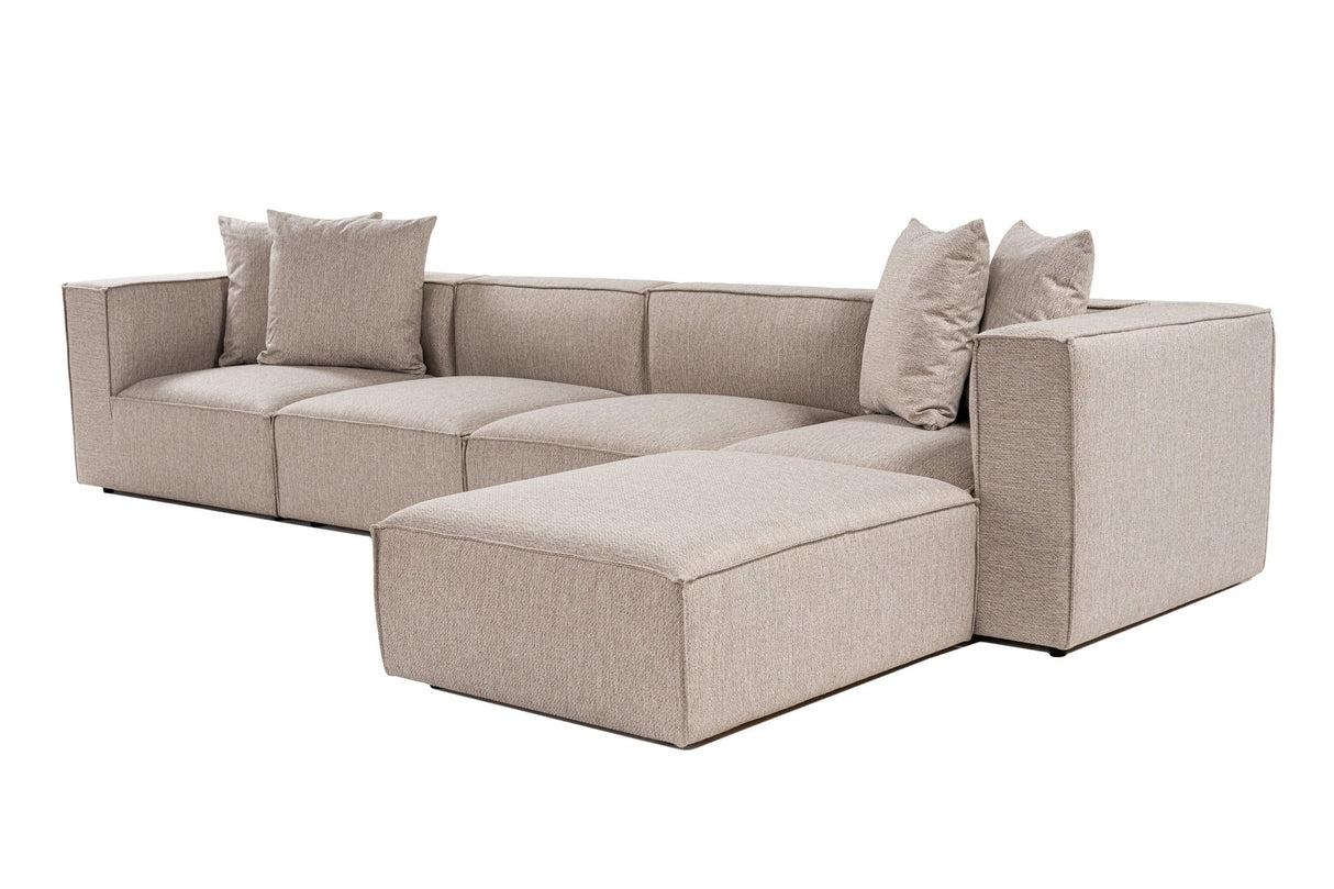 Modular XXL corner sofa beige linen 430 cm wide Sora - right