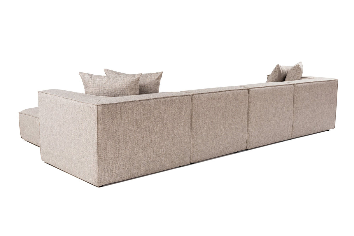 Modular XXL corner sofa beige linen 430 cm wide Sora - right