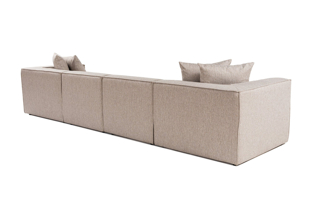 Modular XXL corner sofa beige linen 430 cm wide Sora - right