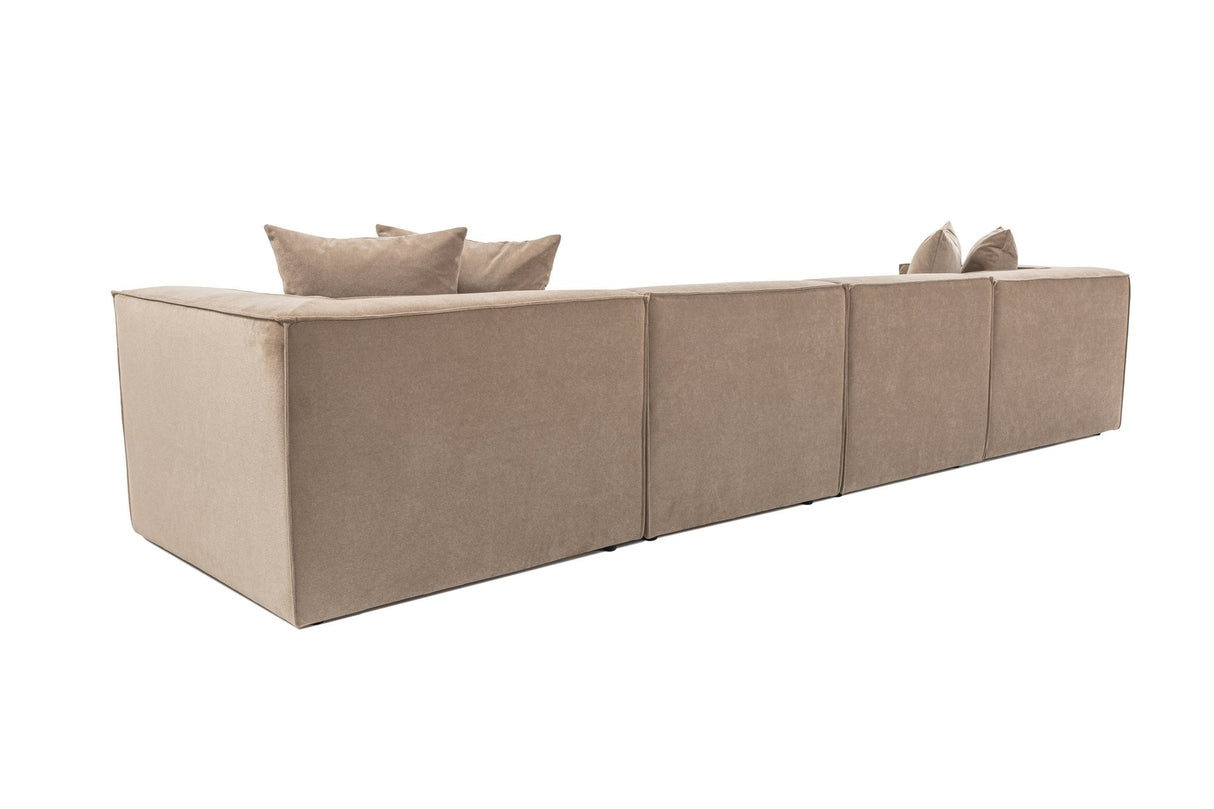 Modular XXL corner sofa cappuccino linen 430 cm Sora - right