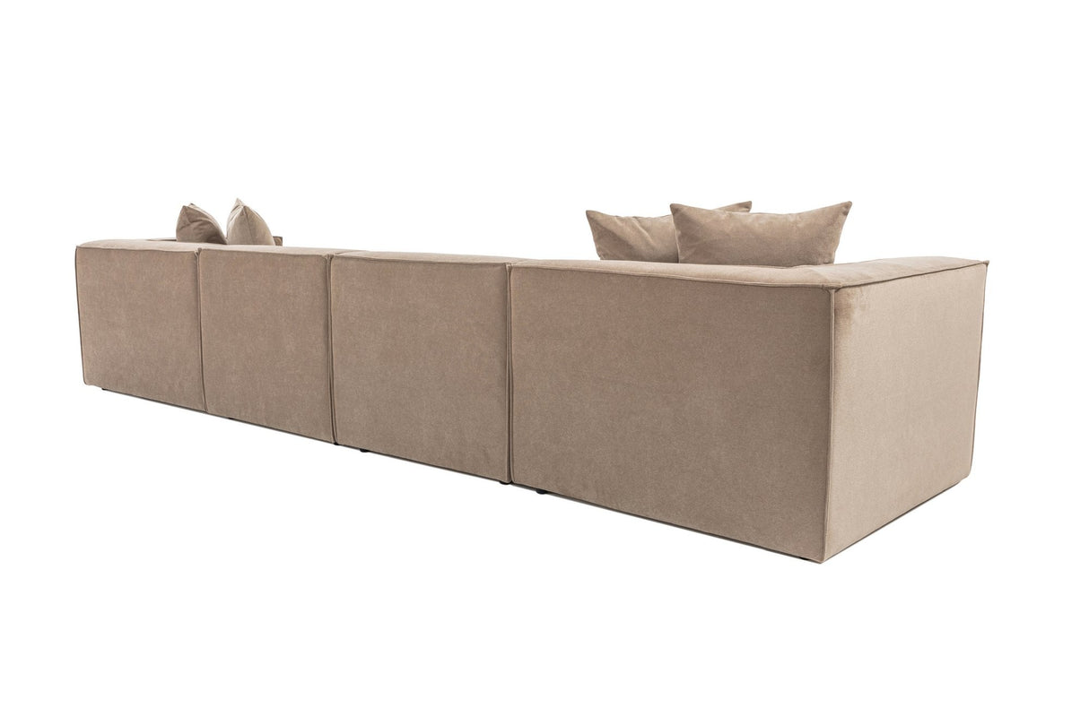 Modular XXL corner sofa cappuccino linen 430 cm Sora - right