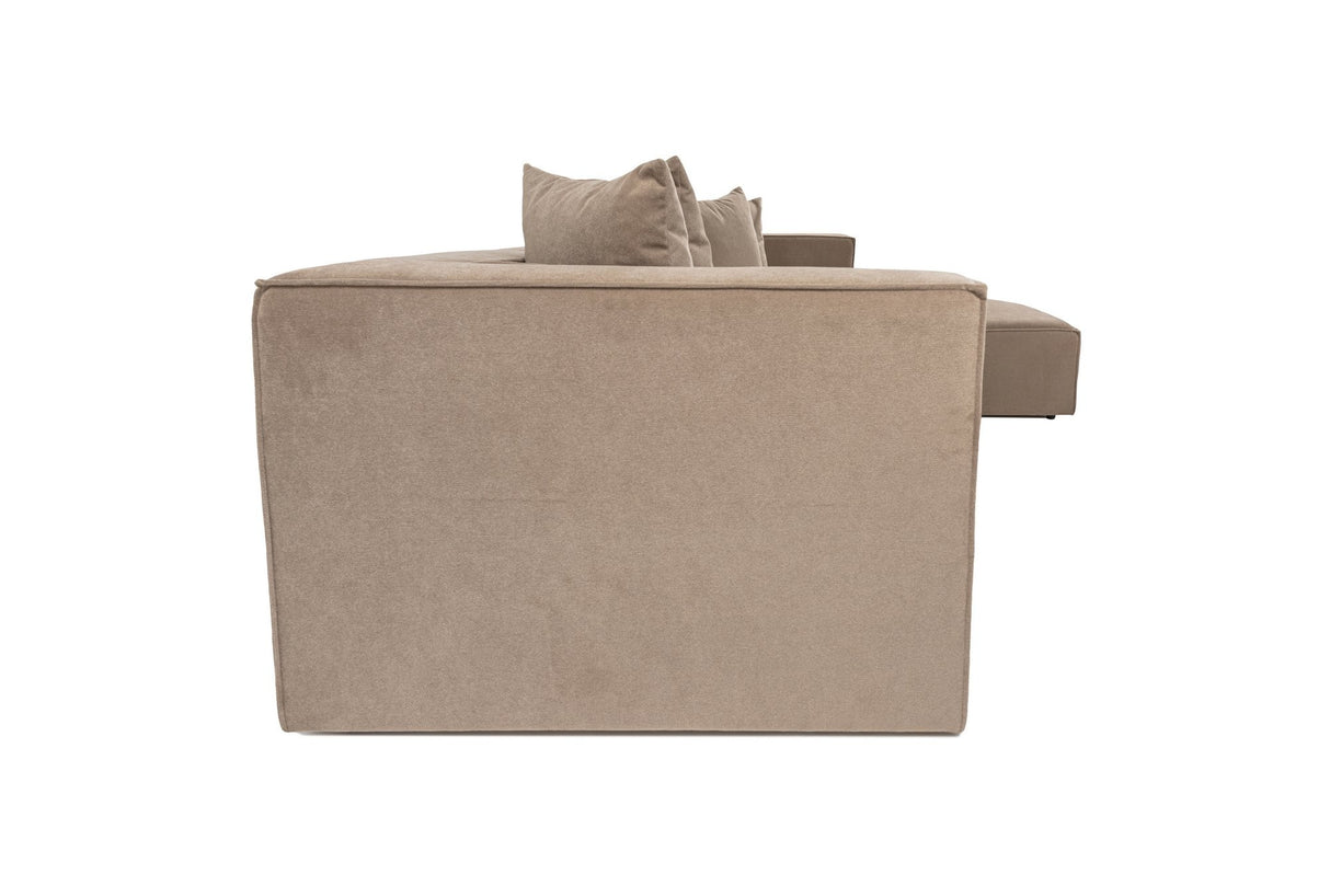 Modular XXL corner sofa cappuccino linen 430 cm Sora - right