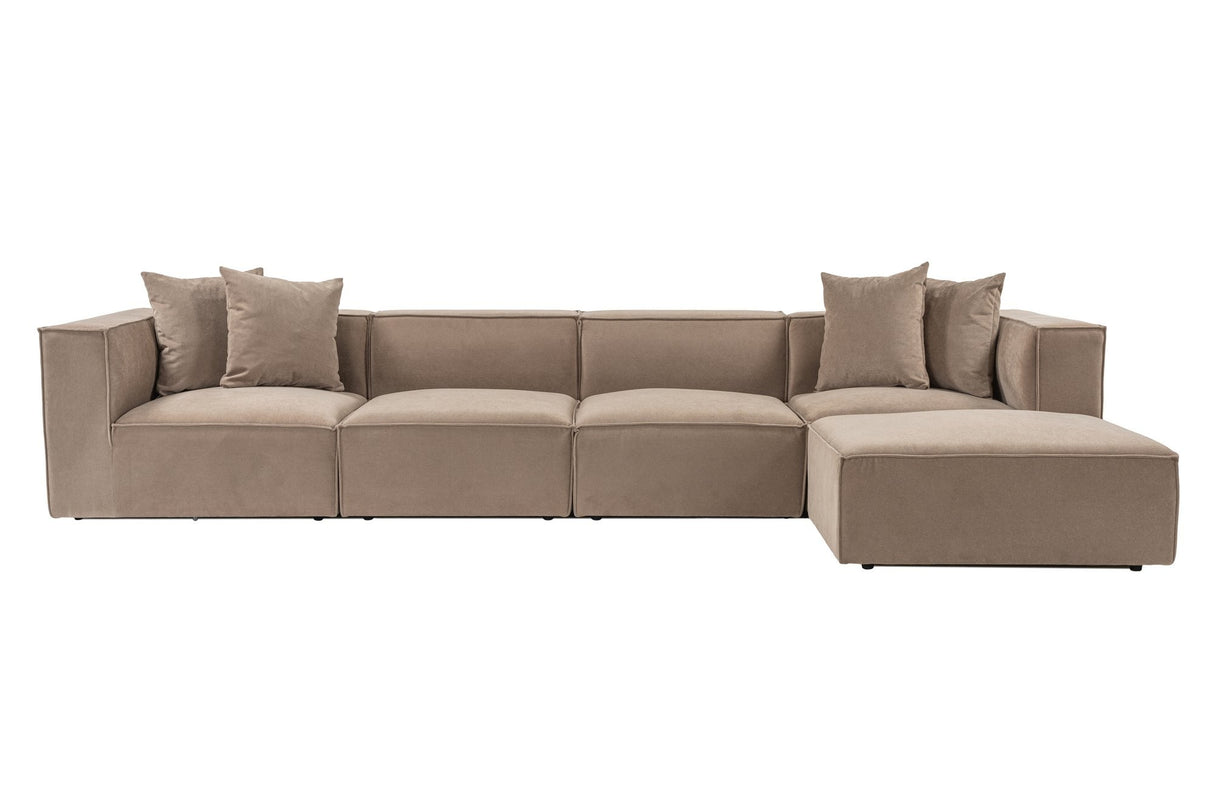 Modular XXL corner sofa cappuccino linen 430 cm Sora - right