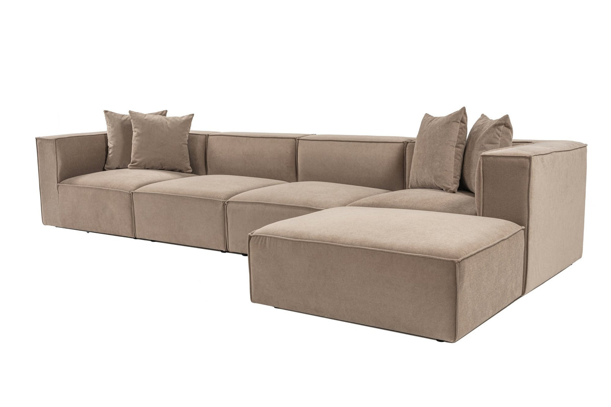 Modular XXL corner sofa cappuccino linen 430 cm Sora - right