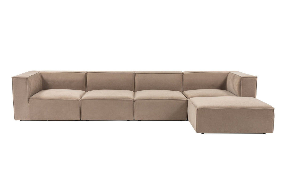 Modular XXL corner sofa cappuccino linen 430 cm Sora - right
