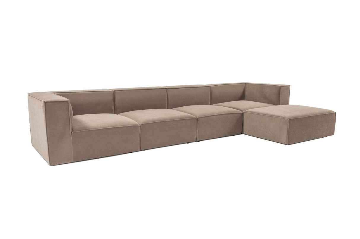 Modular XXL corner sofa cappuccino linen 430 cm Sora - right