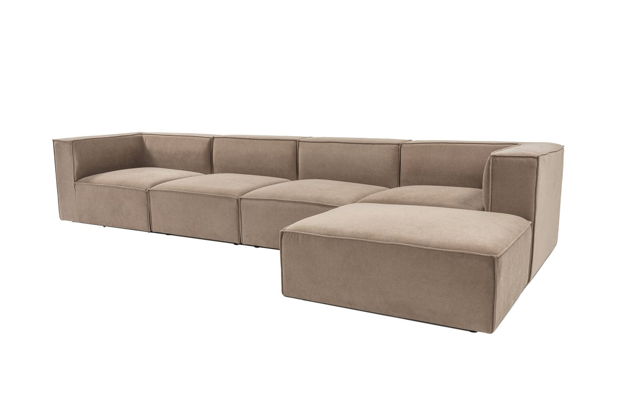 Modular XXL corner sofa cappuccino linen 430 cm Sora - right