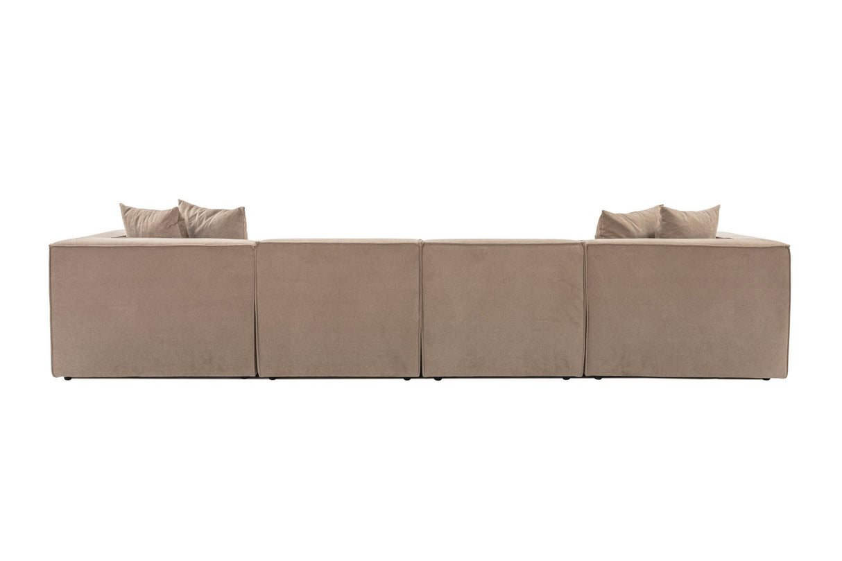 Modular XXL corner sofa cappuccino linen 430 cm Sora - right