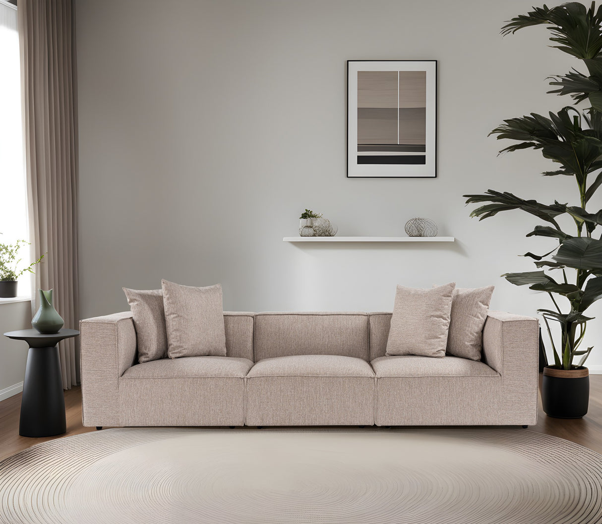 Modular XXL 3-seater sofa Sora 325 cm wide in Beige linen