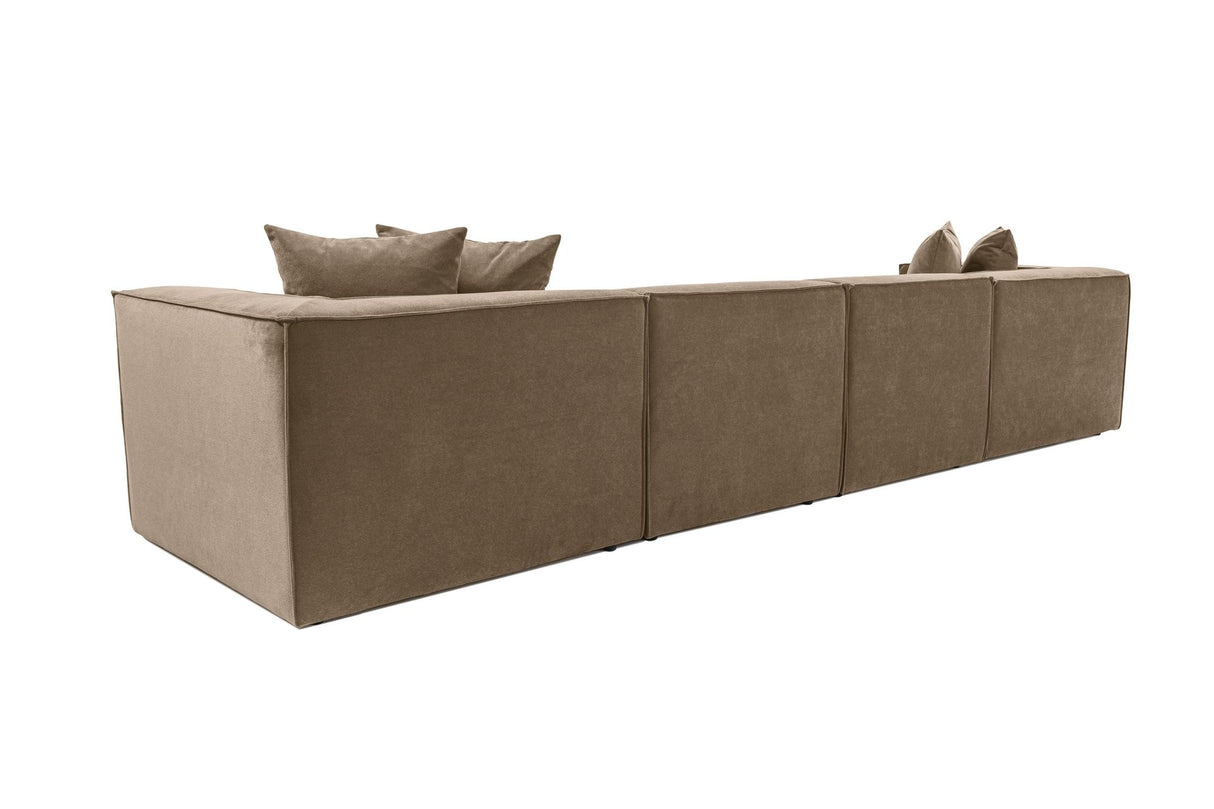 Modular XXL corner sofa brown linen 430 cm wide Sora - right