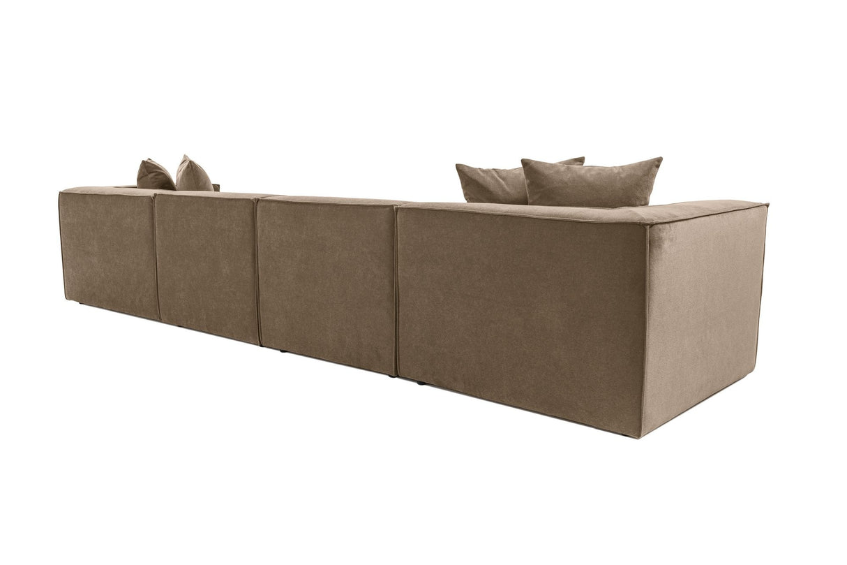 Modular XXL corner sofa brown linen 430 cm wide Sora - right