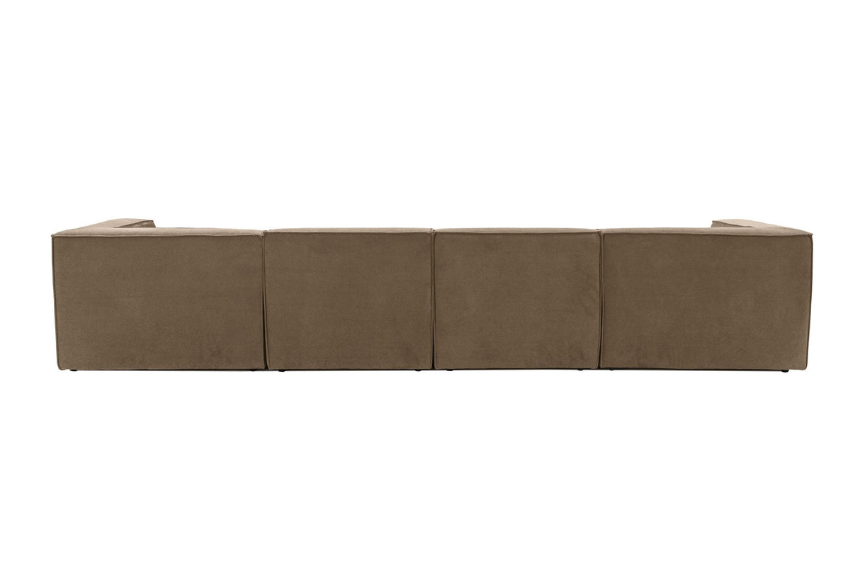 Modular XXL corner sofa brown linen 430 cm wide Sora - right