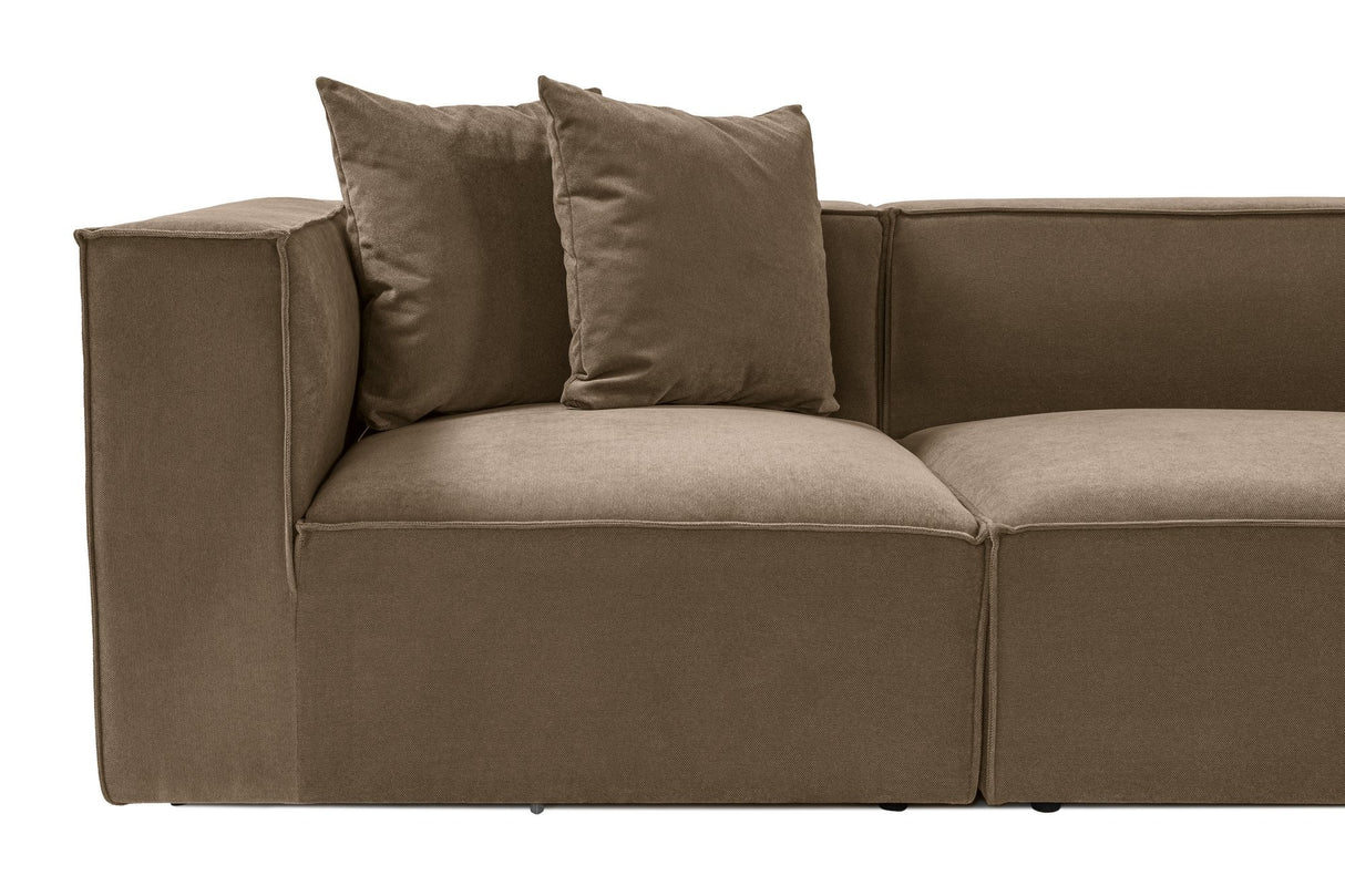 Modular XXL corner sofa brown linen 430 cm wide Sora - right