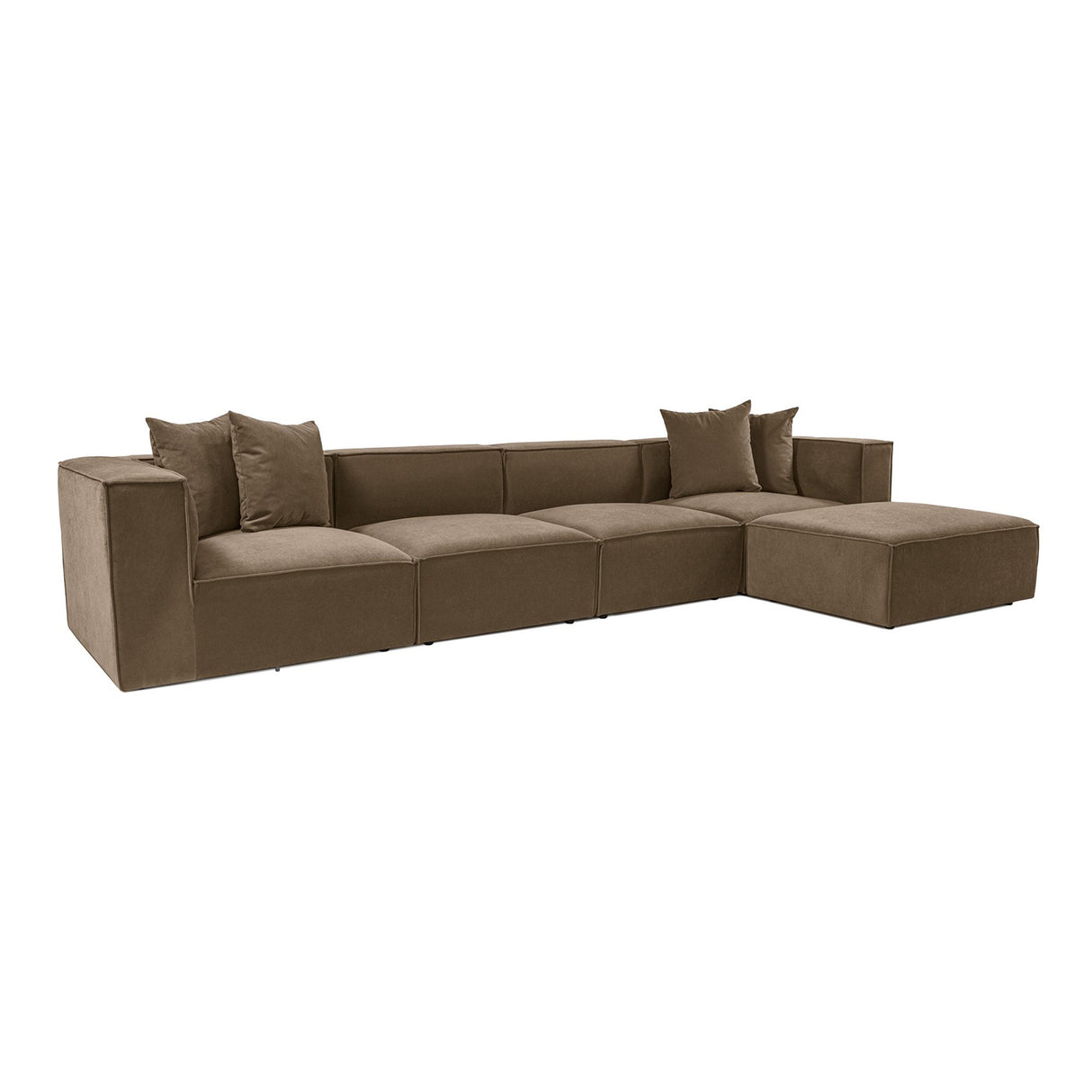 Modular XXL corner sofa brown linen 430 cm wide Sora - right